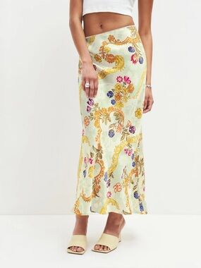 Reformation Layla silk skirt in dynasty print - size 8P